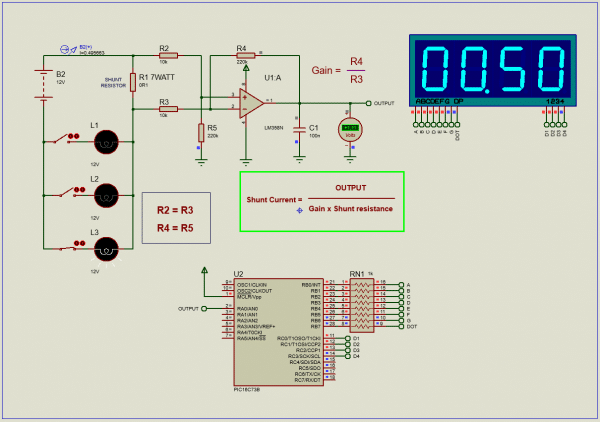 DC Ammeter with PIC16F73 microcontroller - Lab Projects BD