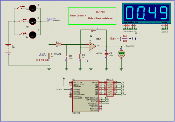 DC Ammeter with PIC16F73 microcontroller - Lab Projects BD