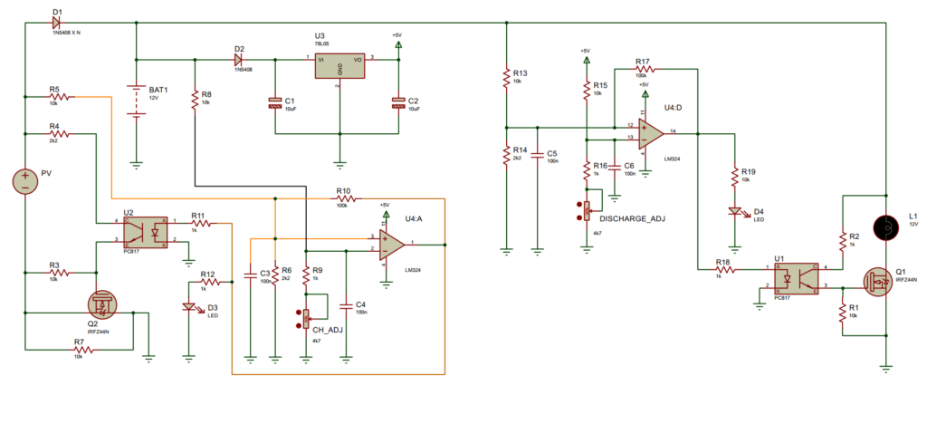 Solar Charge Controller analog circuit