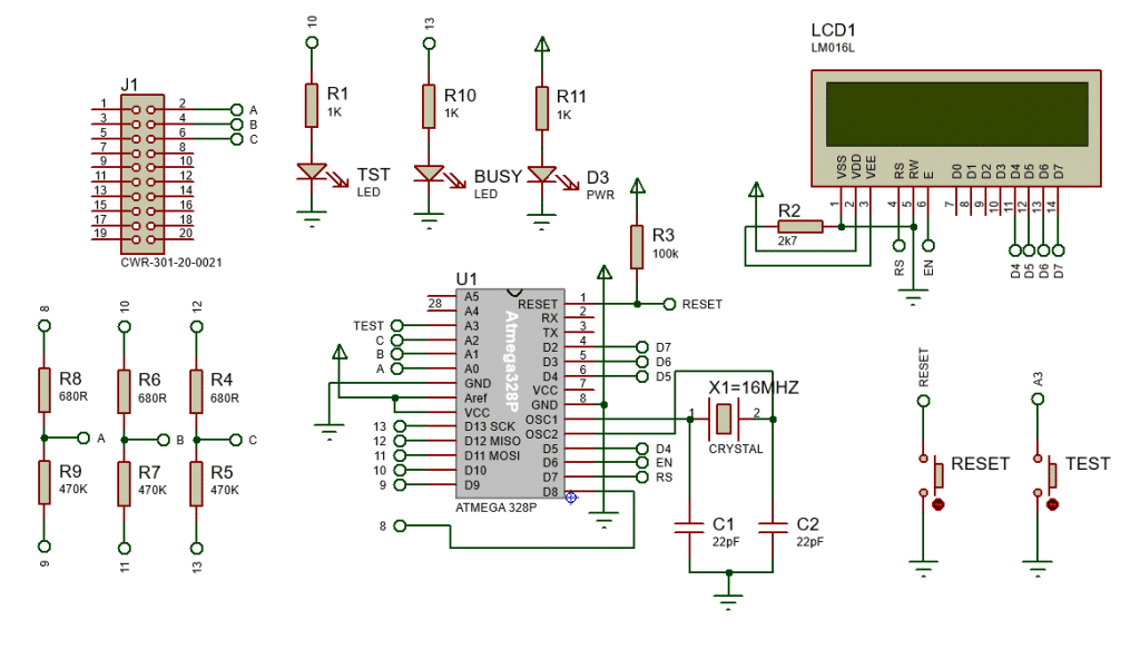 Electronics component tester using arduino circuit diagram