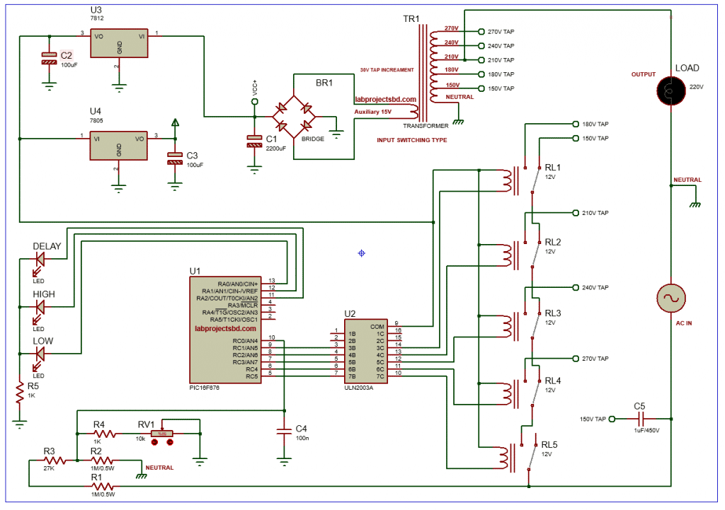 microcontroller based voltage stabilizer circuit