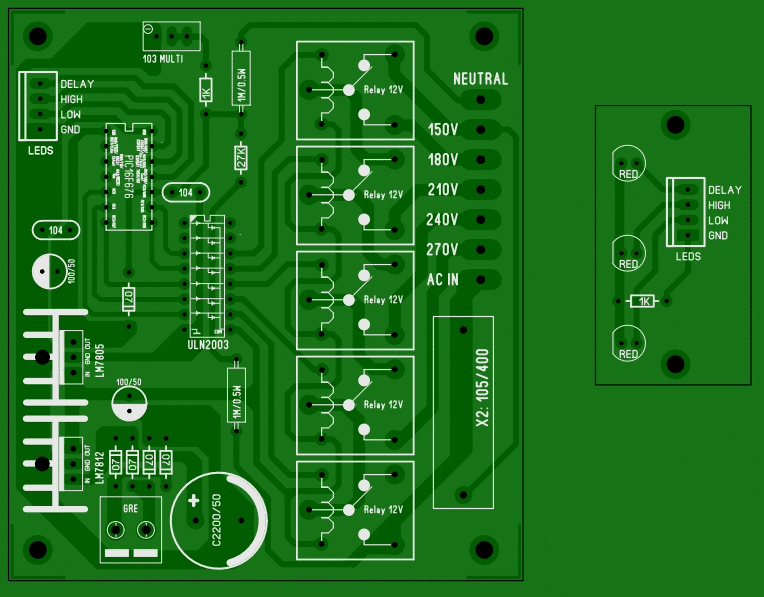 microcontroller based voltage stabilizer PCB