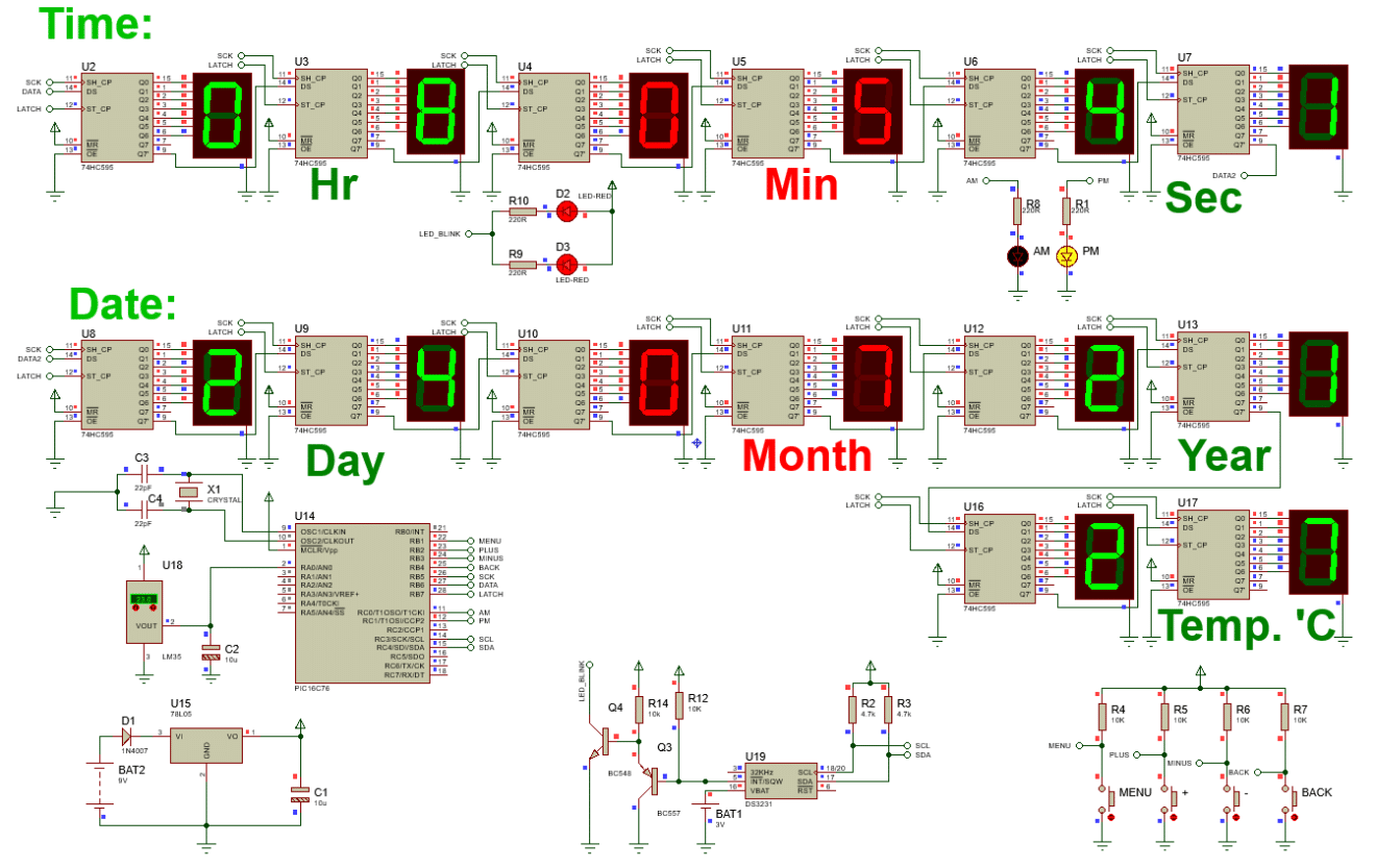 Digital clock with DS3231 and a PIC microcontroller - Lab Projects BD