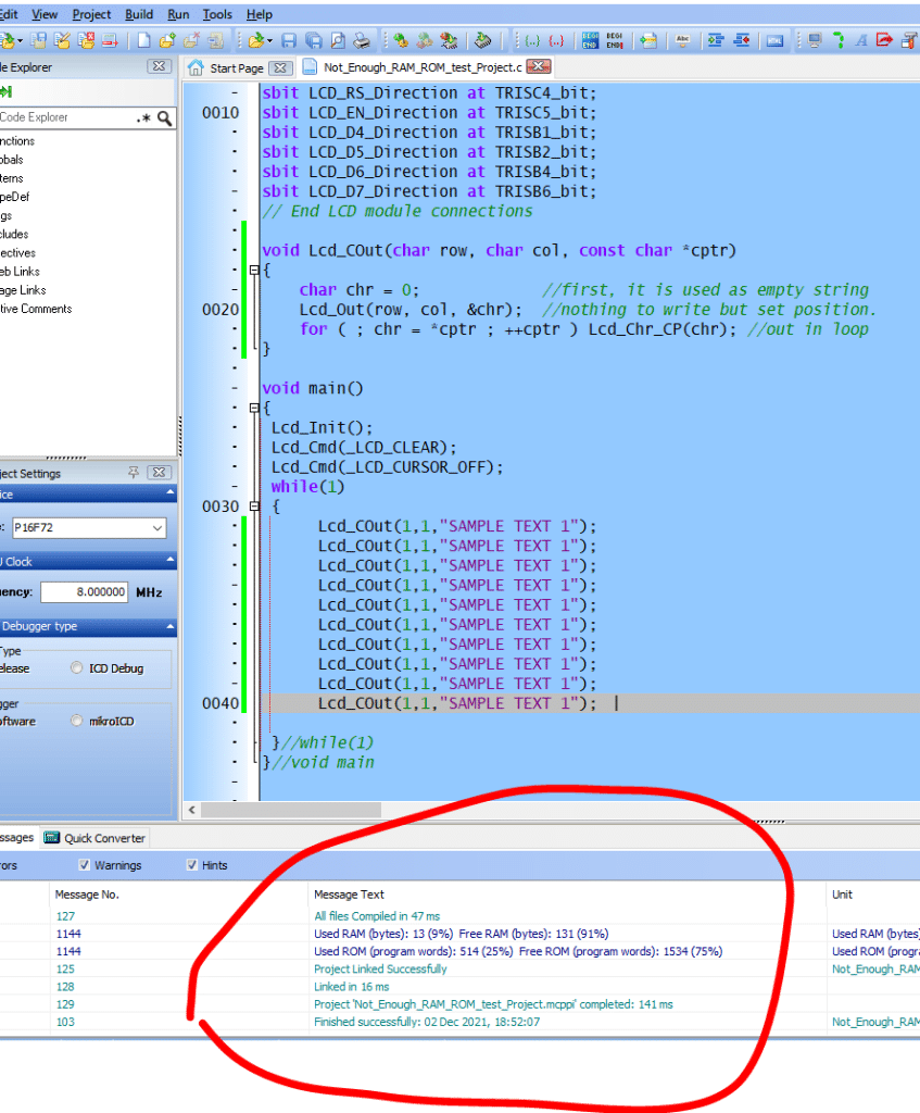 Not Enough ROM/RAM error