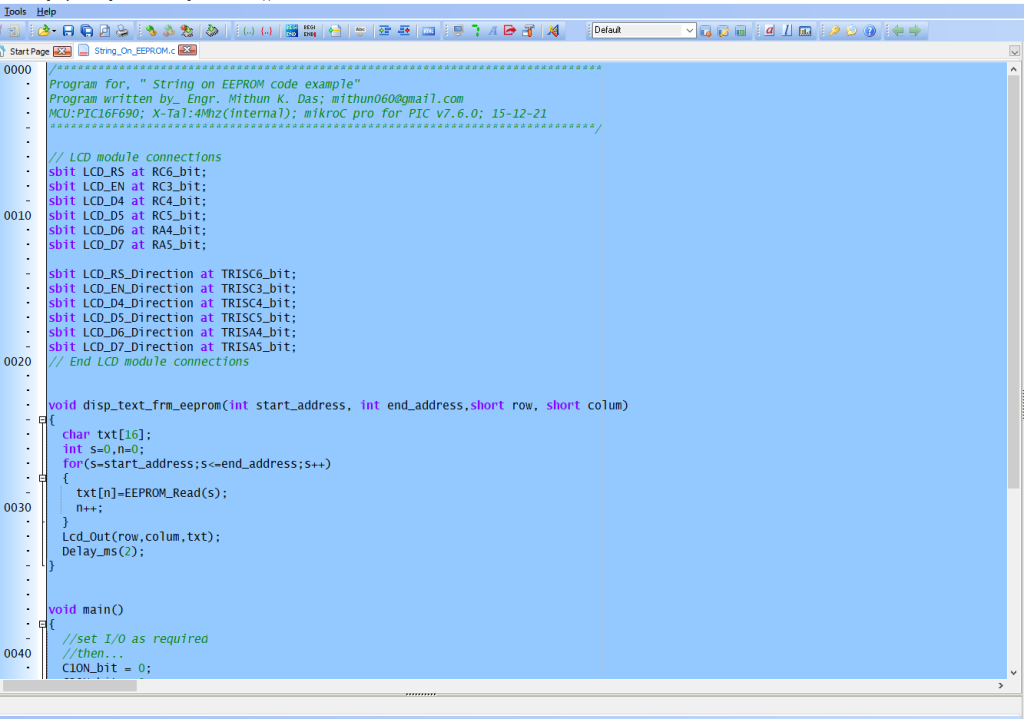 String in the EEPROM