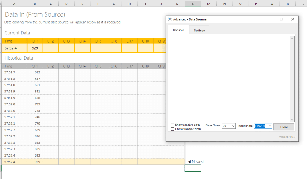 excel data streamer