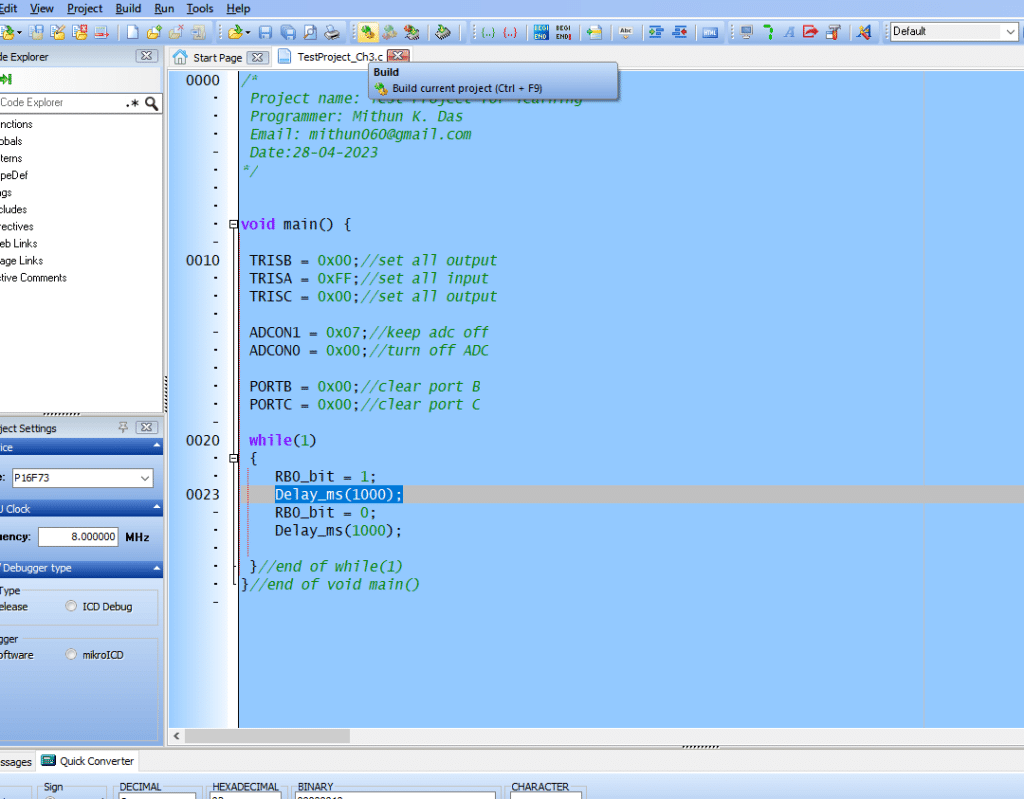 Learning PIC Microcontrollers Programming, mikroC