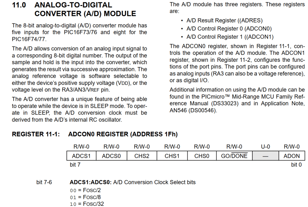 Learning ADC of PIC microcontrollers